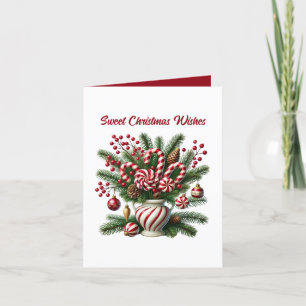 Festive Christmas customisable peppermint candy Holiday Card