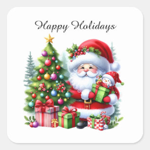Festive Christmas Customisable Santa Square Sticker