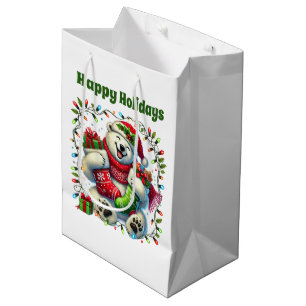 Festive Christmas customisable stocking polar bear Medium Gift Bag