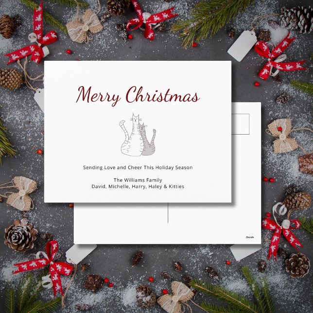Festive Christmas Cute Cats Holiday Postcard (Creator Uploaded)
