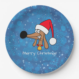 Festive Christmas Dachshund Dog Paper Plate