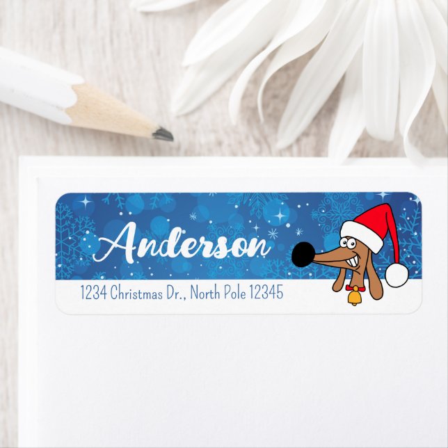 Festive Christmas Dachshund Return Address Label (Insitu)