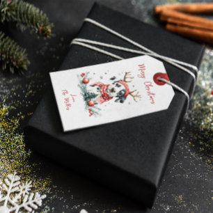 Festive Christmas Dalmatian Puppy Gift Tags