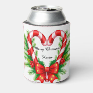 Festive Christmas Decor with Candy Canes Can Cooler