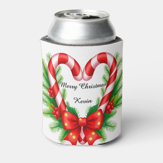Festive Christmas Decor with Candy Canes Can Cooler (Can Back)