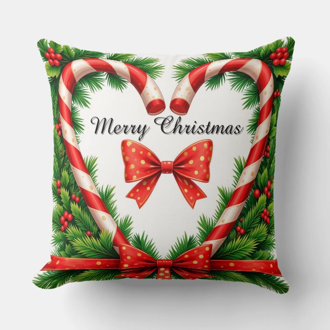 Festive Christmas Decor with Candy Canes Cushion (Front)