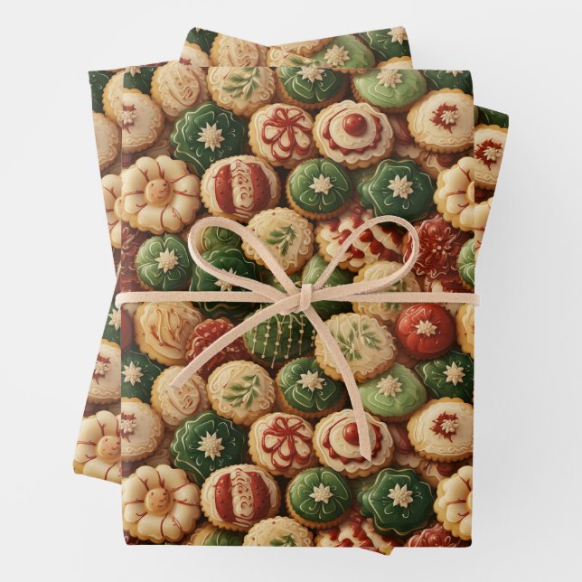 Festive Christmas Decorated Cookies  Wrapping Paper Sheet (In situ)