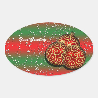 Festive Christmas decoration n snow Oval Sticker