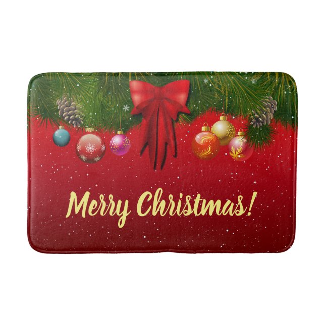Festive Christmas Decorations Bath Mat (Front)