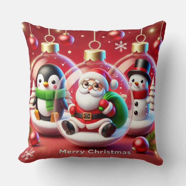 Festive Christmas Decorations Featuring Santa Cushion (Front)