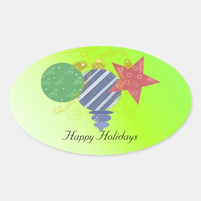 Festive Christmas Decorations Oval Sticker (Front)