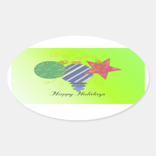 Festive Christmas Decorations Oval Sticker