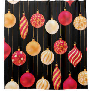 Festive Christmas Decorations Pattern Shower Curtain