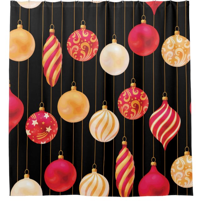 Festive Christmas Decorations Pattern Shower Curtain (Front)