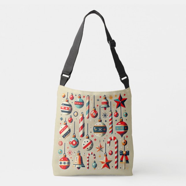 Festive Christmas Decorations with Ornaments Crossbody Bag (Front)