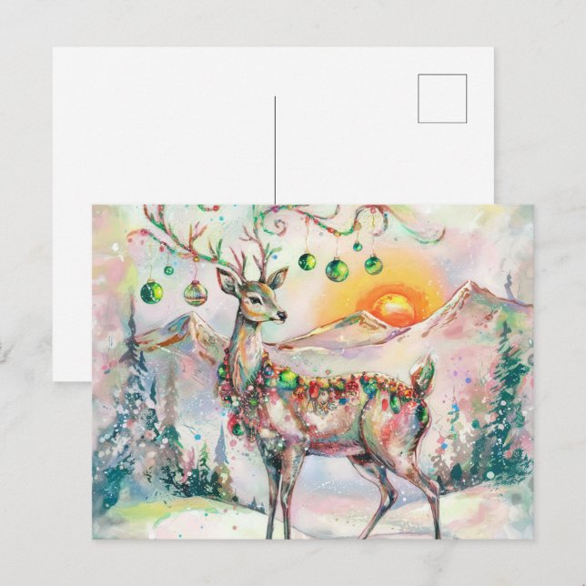Festive Christmas Deer Postcard (Front/Back)