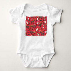 Festive Christmas Deer: Snowman Pattern Baby Bodysuit