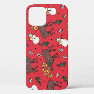 Festive Christmas Deer: Snowman Pattern iPhone 12 Case