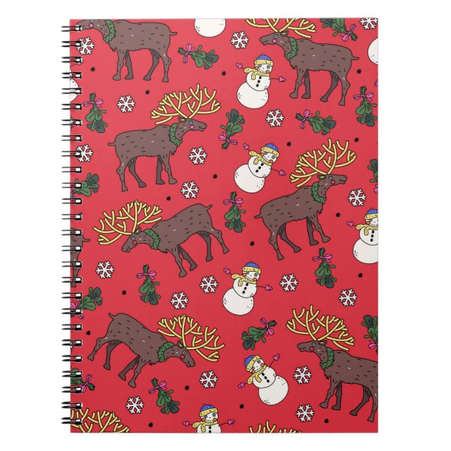 Festive Christmas Deer: Snowman Pattern Notebook (Front)