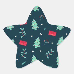 Festive Christmas Design in Holiday Colours Star Sticker