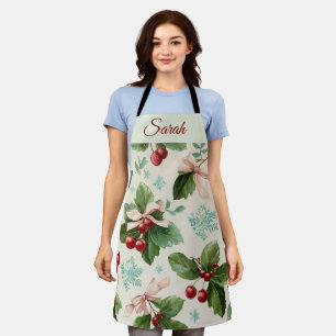 Festive Christmas Design Personalized Name Apron