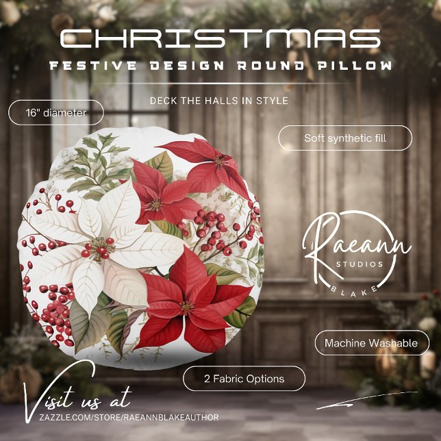 Festive Christmas Design Round Pillow (Creator Uploaded)