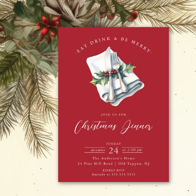 Festive Christmas Dinner Invitation (Creator Uploaded)