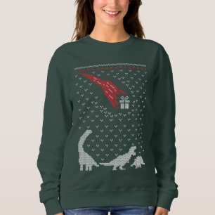 festive Christmas dinosaur ugly sweater sweatshirt