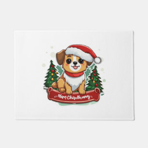Festive Christmas Dog Design Holiday Pet Apparel Doormat