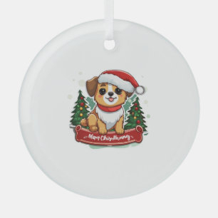 Festive Christmas Dog Design Holiday Pet Apparel Glass Tree Decoration