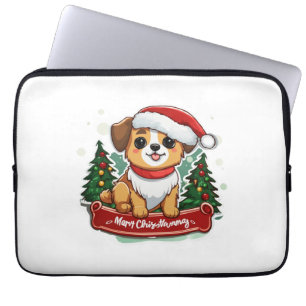 Festive Christmas Dog Design Holiday Pet Apparel Laptop Sleeve