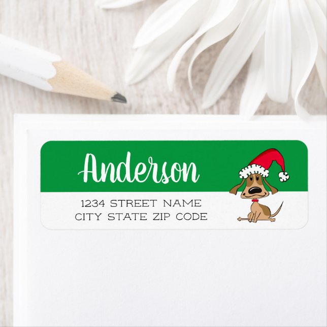 Festive Christmas Dog Return Address Label (Insitu)