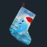 festive Christmas dolphin add name beach Small Christmas Stocking<br><div class="desc">festive Christmas dolphin add name beach Small Christmas Stocking</div>