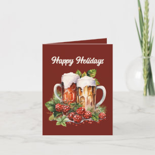 Festive Christmas drinking beer add text  Card