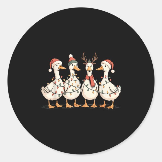 Festive Christmas Ducks Decorative Jolly Xmas Holi Classic Round Sticker (Front)