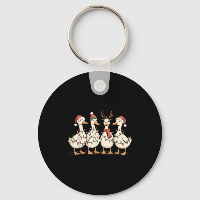 Festive Christmas Ducks Decorative Jolly Xmas Holi Key Ring (Front)