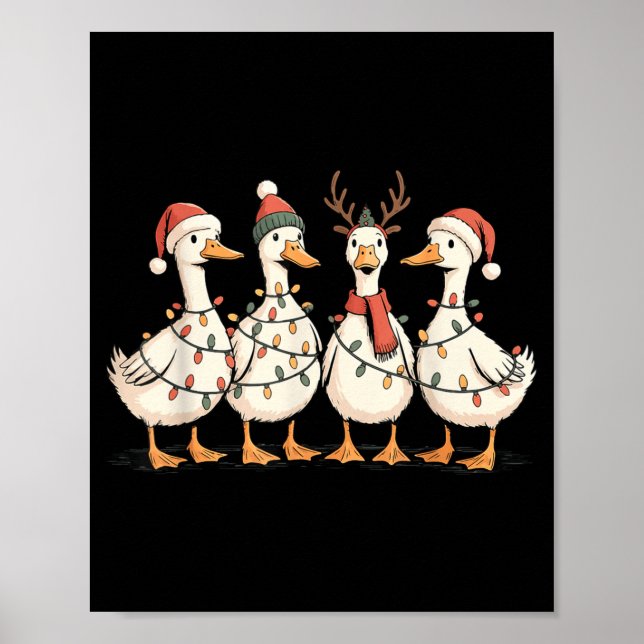 Festive Christmas Ducks Decorative Jolly Xmas Holi Poster (Front)