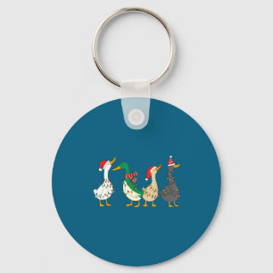 Festive Christmas Ducks Decorative Xmas Lights San Key Ring