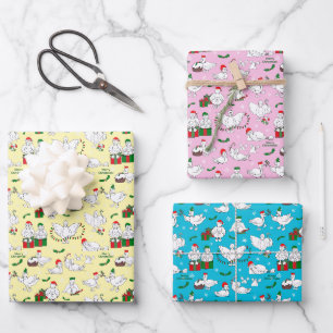 Festive Christmas Ducks Wrapping Paper Sheet