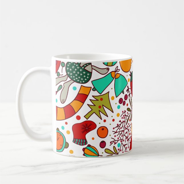 Festive Christmas Elements Seamless Design Coffee Mug (Left)