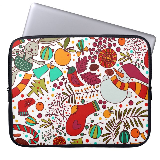 Festive Christmas Elements Seamless Design Laptop Sleeve (Front)