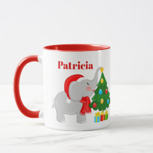 Festive Christmas elephant and tree Mug