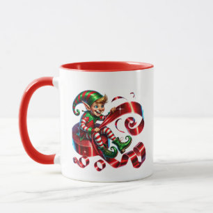 Festive Christmas elf add monogram Mug