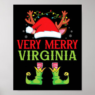 Festive Christmas Elf And Santa Claus Very Merry I Poster