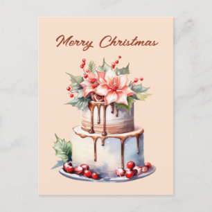 Festive Christmas elf cake add text  Holiday Postcard