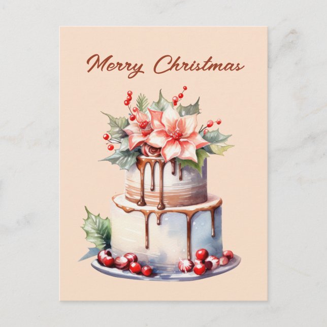 Festive Christmas elf cake add text  Holiday Postcard (Front)