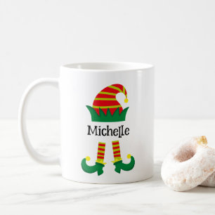 Festive Christmas Elf Cartoon Personalised  Coffee Mug
