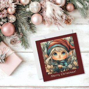Festive Christmas Elf Customisable Holiday Card