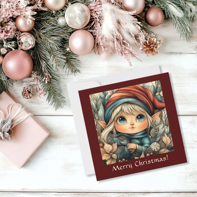Festive Christmas Elf Customisable Holiday Card (Festive Christmas Elf Customizable Holiday Card)