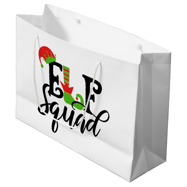 Festive Christmas elf Holiday Large Gift Bag (Front Angled)